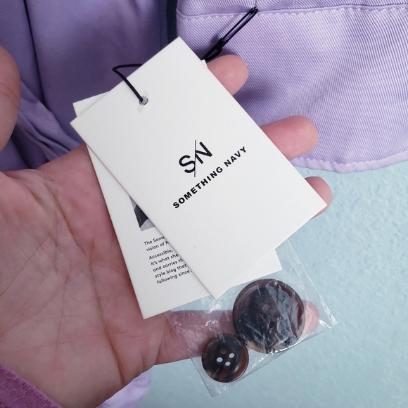 Something Navy Lilac Purple Elongated Collar Belted Trench Coat - Picture 8 of 12